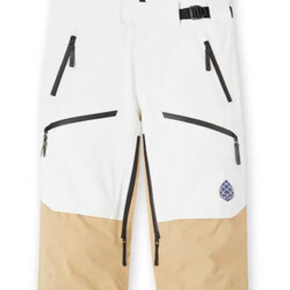 Stio Figment White and Tan Ski Pants with Black Accents